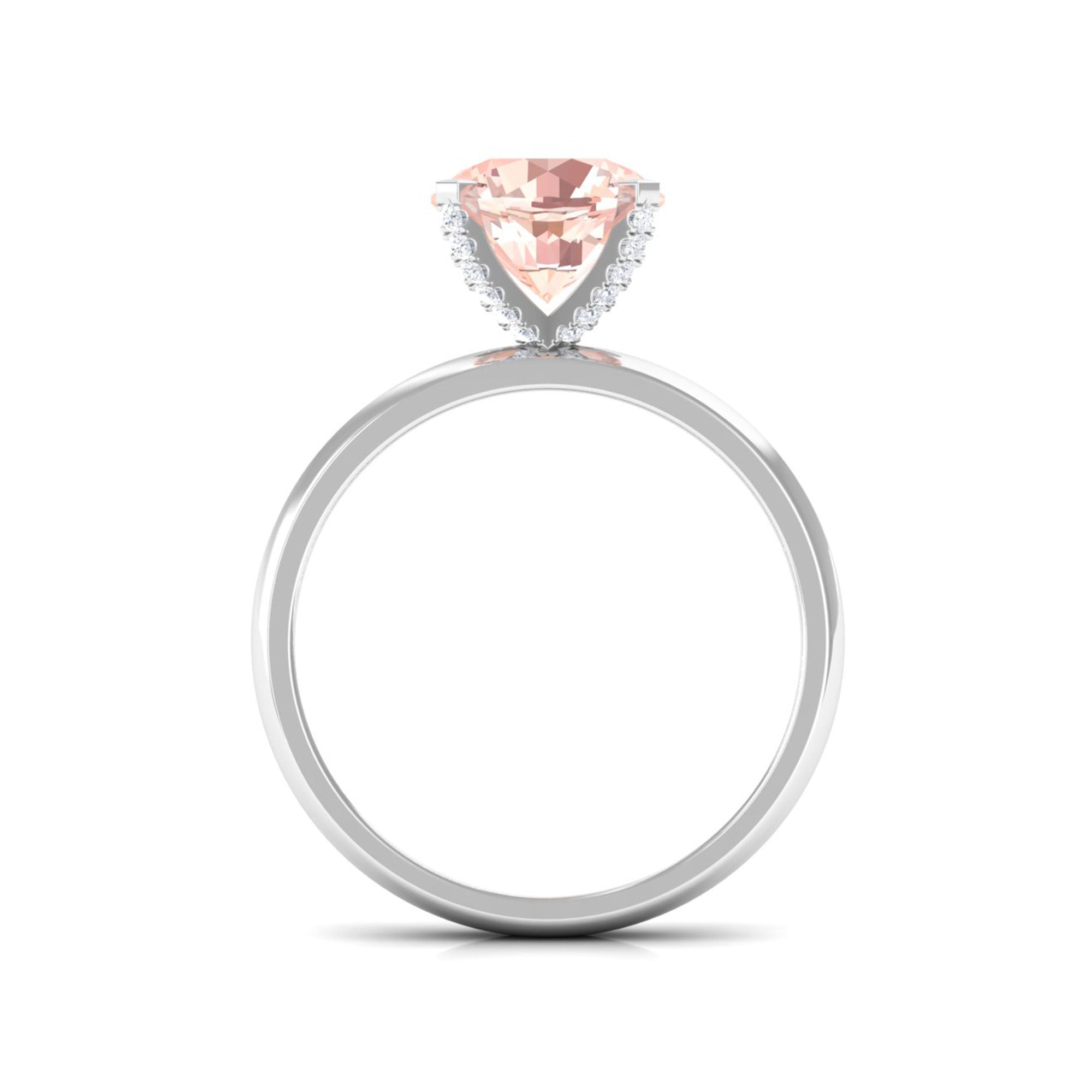 8 MM Morganite Solitaire Engagement Ring Morganite - ( AAA ) - Quality - Rosec Jewels