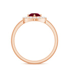 Ruby and Diamond Heart Halo Ring Ruby - ( AAA ) - Quality - Rosec Jewels