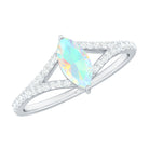 3/4 CT Minimal Ethiopian Opal Solitaire Split Shank Ring with Diamond Ethiopian Opal - ( AAA ) - Quality - Rosec Jewels