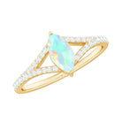 3/4 CT Minimal Ethiopian Opal Solitaire Split Shank Ring with Diamond Ethiopian Opal - ( AAA ) - Quality - Rosec Jewels