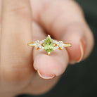 1 CT Peridot Engagement Ring with Diamond Stones Peridot - ( AAA ) - Quality - Rosec Jewels