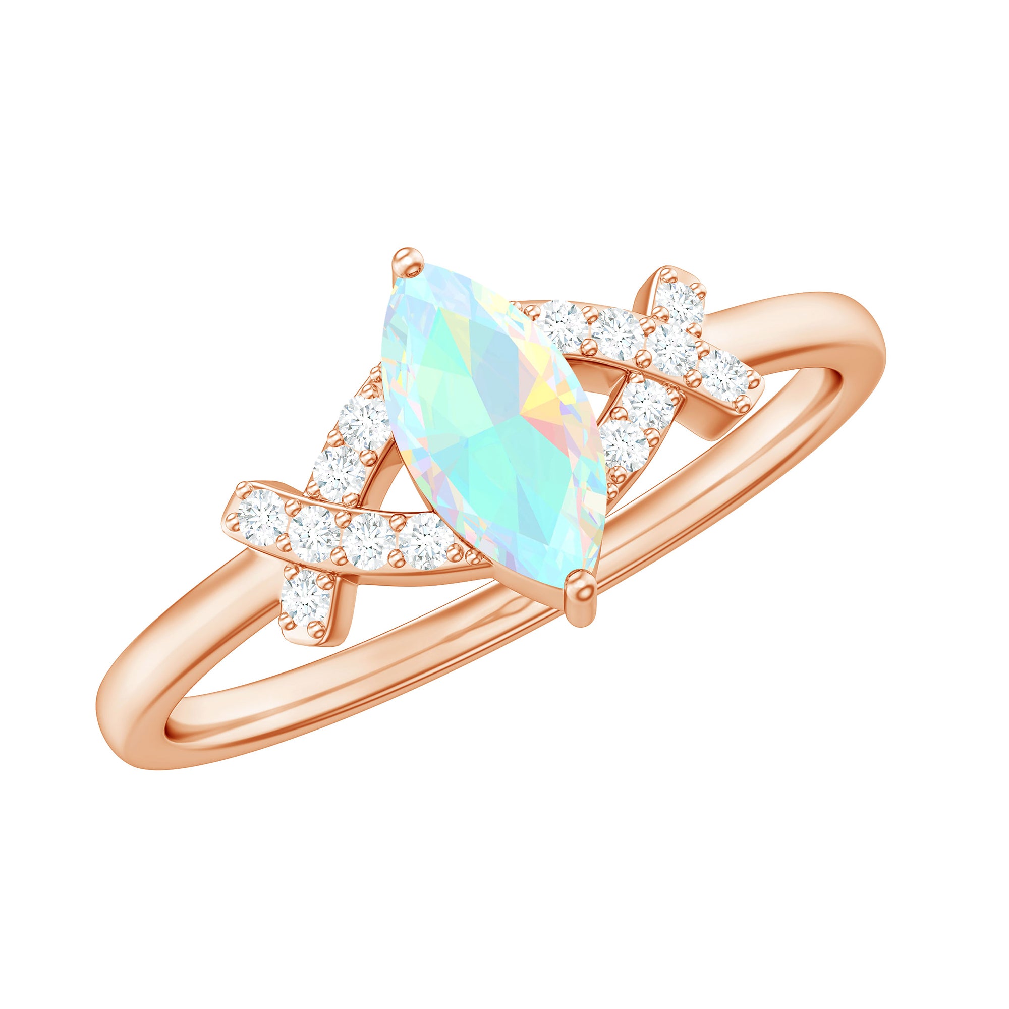 3/4 CT Marquise Cut Ethiopian Opal and Diamond Minimal Ring Ethiopian Opal - ( AAA ) - Quality - Rosec Jewels