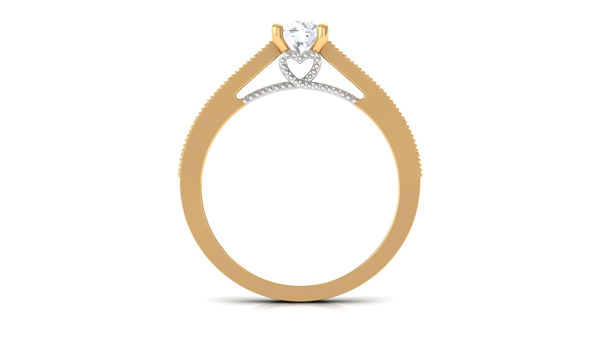 Minimal Diamond Hidden Heart Engagement Ring Diamond - ( HI-SI ) - Color and Clarity - Rosec Jewels