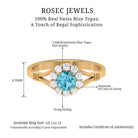 1 CT Swiss Blue Topaz and Diamond Halo Split Shank Ring Swiss Blue Topaz - ( AAA ) - Quality - Rosec Jewels