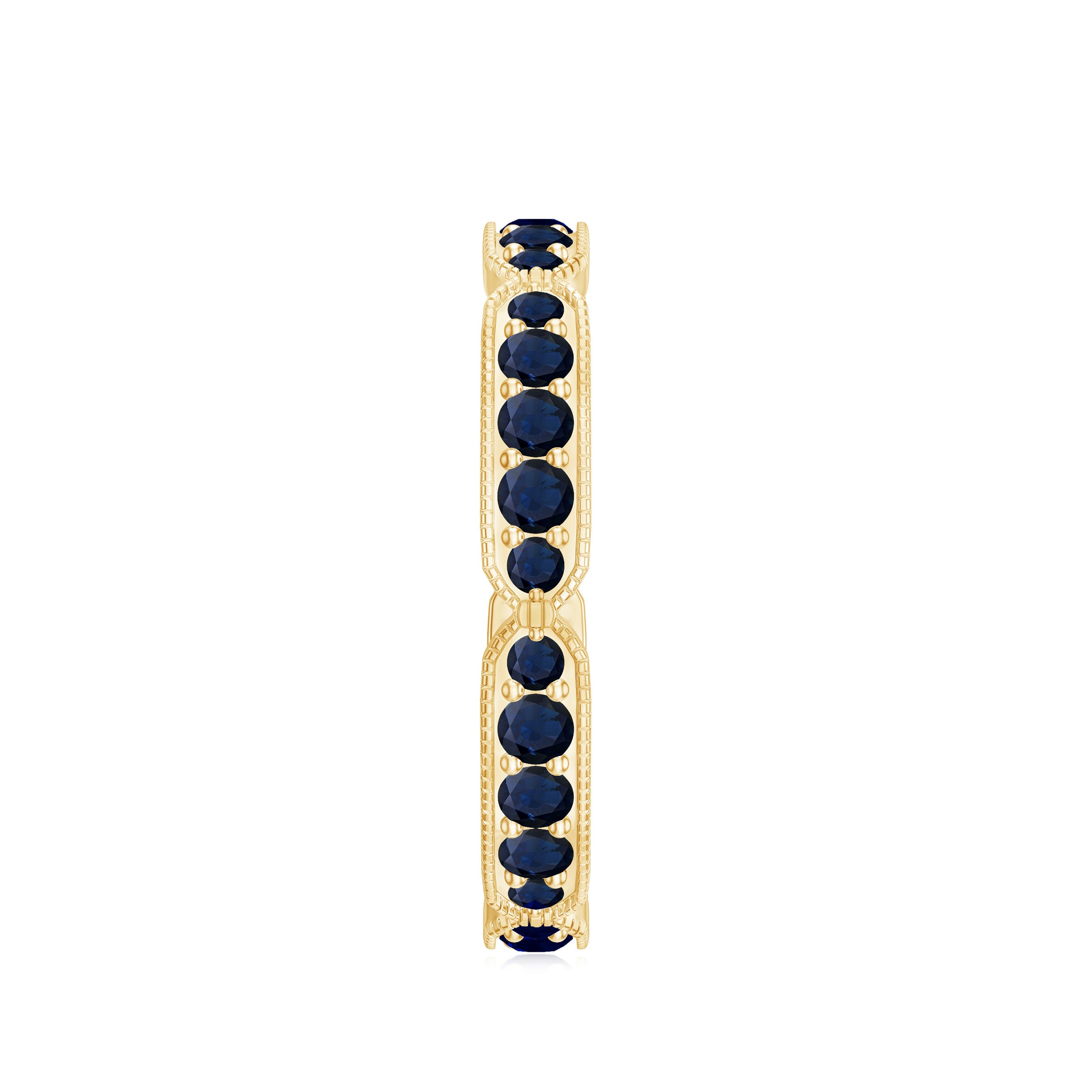 Blue Sapphire Eternity Ring with Milgrain Detailing Blue Sapphire - ( AAA ) - Quality - Rosec Jewels