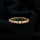 Ruby and Diamond Band Ring with Milgrain Details Ruby - ( AAA ) - Quality - Rosec Jewels