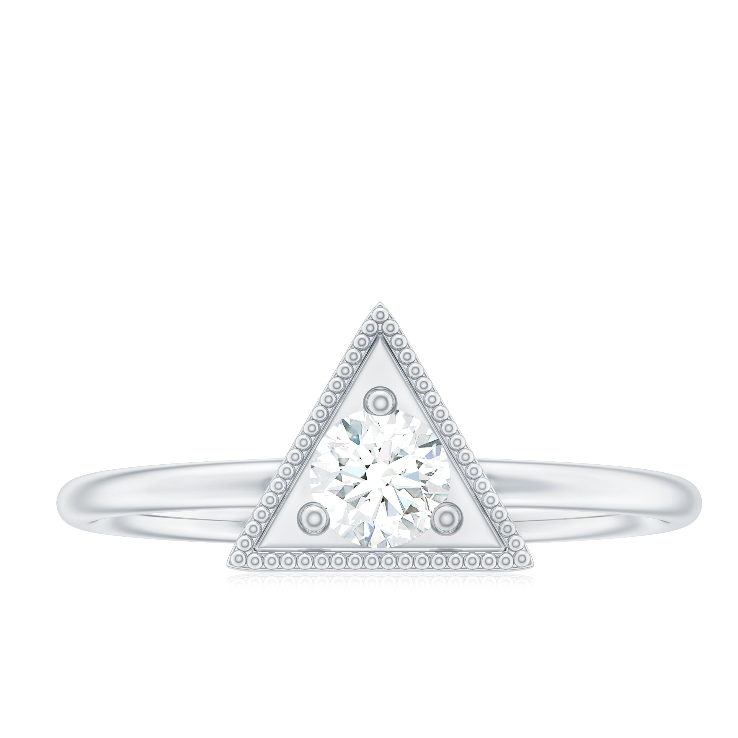 Natural Diamond Dainty Triangle Promise Ring Diamond - ( HI-SI ) - Color and Clarity - Rosec Jewels