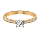 0.75 CT Zircon Gold Beaded Solitaire Promise Ring Zircon - ( AAAA ) - Quality - Rosec Jewels