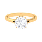 8 MM Round Cut Moissanite Solitaire Gold Ring with Milgrain Detailing Moissanite - ( D-VS1 ) - Color and Clarity - Rosec Jewels