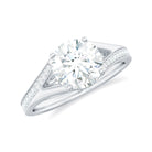 2.5 CT Round Moissanite Solitaire Engagement Ring with Split Shank Moissanite - ( D-VS1 ) - Color and Clarity - Rosec Jewels