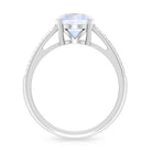 1.25 CT Moonstone Solitaire and Diamond Side Stone Engagement Ring Moonstone - ( AAA ) - Quality - Rosec Jewels