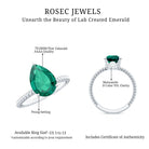 Created Emerald Solitaire Teardrop Ring with Hidden Moissanite Lab Created Emerald - ( AAAA ) - Quality - Rosec Jewels