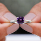 Asscher Cut Amethyst Solitaire Ring with Twisted Rope Details Amethyst - ( AAA ) - Quality - Rosec Jewels