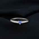 Heart Shape Tanzanite Solitaire Ring with Channel Set Diamond Tanzanite - ( AAA ) - Quality - Rosec Jewels