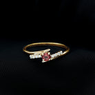 Minimal Pink Tourmaline and Diamond Bypass Promise Ring Pink Tourmaline - ( AAA ) - Quality - Rosec Jewels