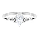 5X7 MM Pear Cut Moissanite Solitaire Ring with Celtic Detailing Moissanite - ( D-VS1 ) - Color and Clarity - Rosec Jewels