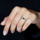 Princess Cut Lab Grown Emerald Infinity Heart Promise Ring with Diamond Halo Lab Created Emerald - ( AAAA ) - Quality - Rosec Jewels