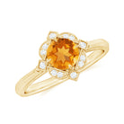 Vintage Inspired Citrine and Diamond Engagement Ring Citrine - ( AAA ) - Quality - Rosec Jewels