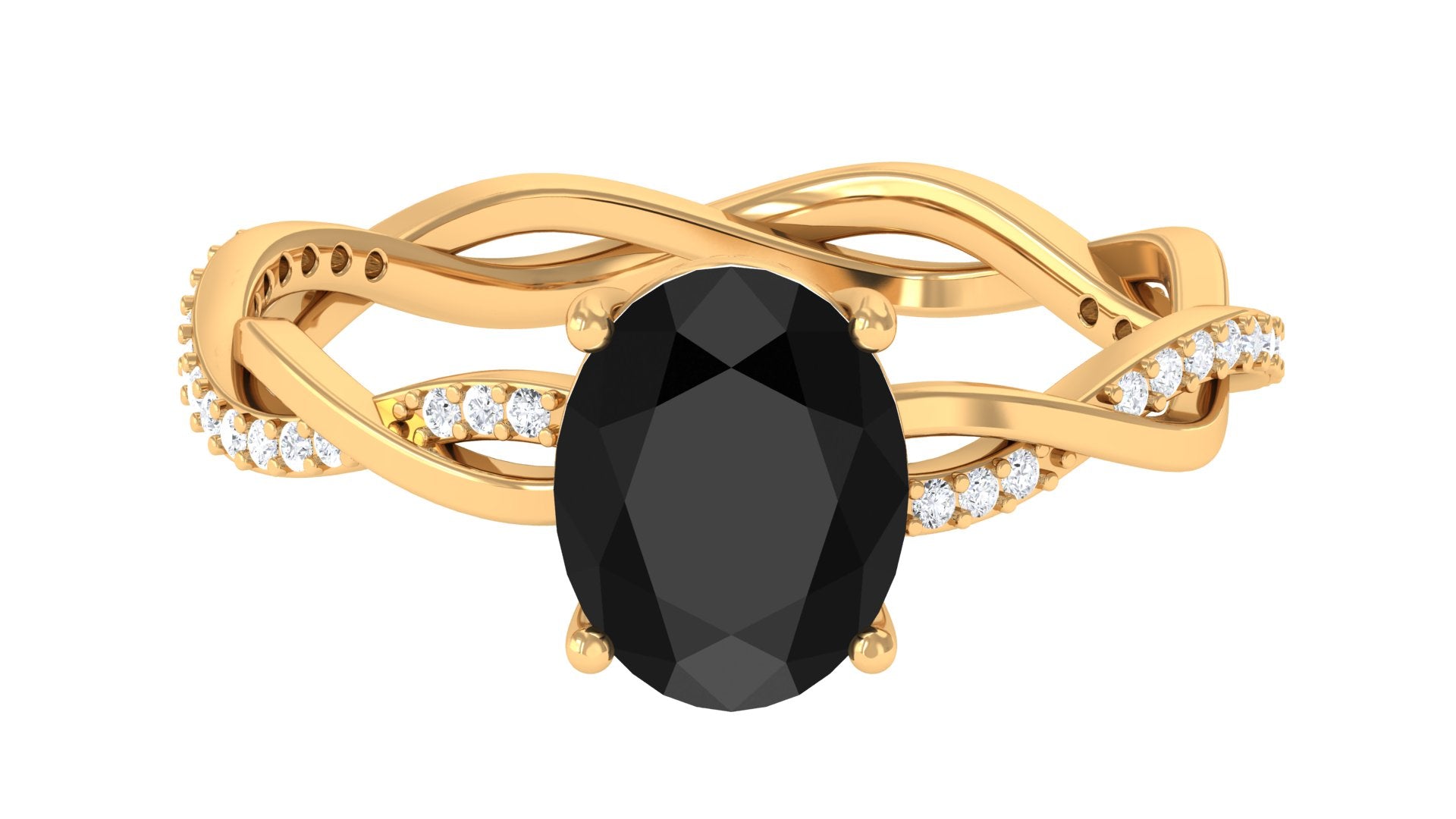 2.75 CT Oval Black Spinel and Moissanite Braided Engagement Ring Black Spinel - ( AAA ) - Quality - Rosec Jewels