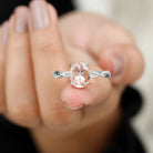 Solitaire Morganite Engagement Ring with Braided Diamond Morganite - ( AAA ) - Quality - Rosec Jewels