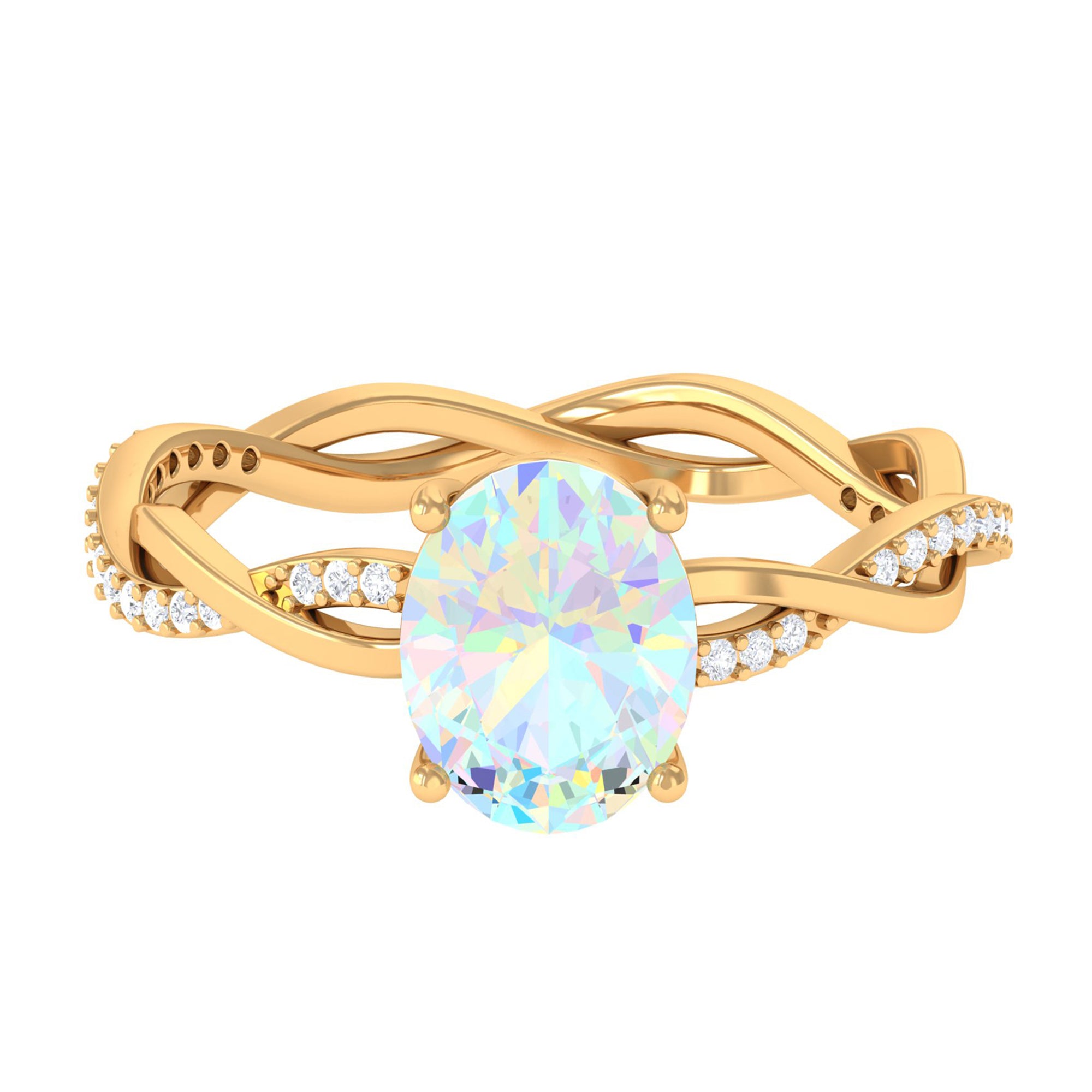 1.5 CT Oval Ethiopian Opal and Diamond Braided Ring Ethiopian Opal - ( AAA ) - Quality - Rosec Jewels