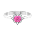 3/4 CT Vintage Style Pink Sapphire and Diamond Engagement Ring Pink Sapphire - ( AAA ) - Quality - Rosec Jewels