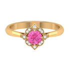 3/4 CT Vintage Style Pink Sapphire and Diamond Engagement Ring Pink Sapphire - ( AAA ) - Quality - Rosec Jewels