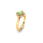 Green Sapphire and Diamond Vintage Inspired Engagement Ring Green Sapphire - ( AAA ) - Quality - Rosec Jewels