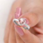 Rosec Jewels-7 MM Round Cut Bezel Set Morganite Solitaire Ring