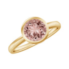 Rosec Jewels-7 MM Round Cut Bezel Set Morganite Solitaire Ring