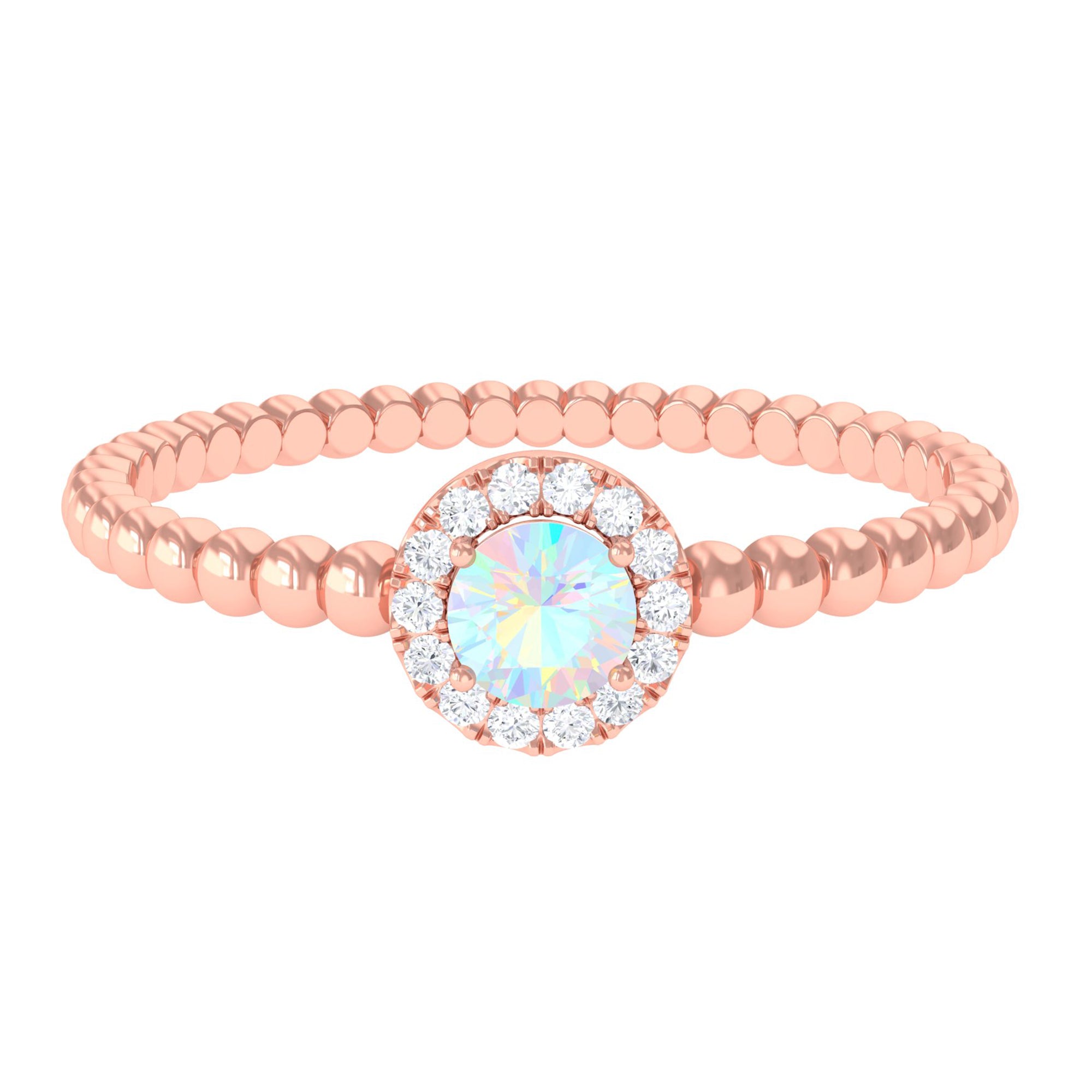 1/4 CT Ethiopian Opal and Diamond Bubble Engagement Ring Ethiopian Opal - ( AAA ) - Quality - Rosec Jewels