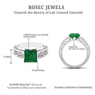 Princess Cut Lab Grown Emerald Filigree Ring with Surprise Diamond Lab Created Emerald - ( AAAA ) - Quality - Rosec Jewels