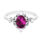 1.75 CT Oval Shape Rhodolite and Diamond Cocktail Ring Rhodolite - ( AAA ) - Quality - Rosec Jewels