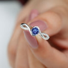 Tanzanite and Diamond Solitaire Bypass Ring Tanzanite - ( AAA ) - Quality - Rosec Jewels