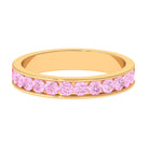 1.75 CT Round Created Pink Sapphire Semi Eternity Band Ring in Channel Setting Lab Created Pink Sapphire - ( AAAA ) - Quality - Rosec Jewels