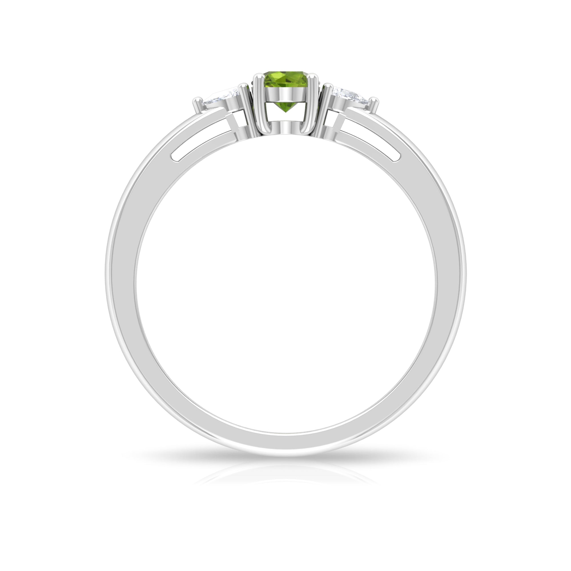 1/4 CT Peridot and Diamond Three Stone Promise Ring Peridot - ( AAA ) - Quality - Rosec Jewels