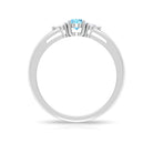 Aquamarine and Diamond Three Stone Promise Ring Aquamarine - ( AAA ) - Quality - Rosec Jewels