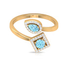 Aquamarine and Diamond Designer Wrap Ring Aquamarine - ( AAA ) - Quality - Rosec Jewels