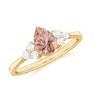 Pear Shaped Morganite Solitaire Ring with Diamond Trio Morganite - ( AAA ) - Quality - Rosec Jewels