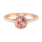 Unique Morganite Solitaire Engagement Ring with Diamond Morganite - ( AAA ) - Quality - Rosec Jewels