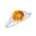 1.25 CT Citrine Engagement Ring with Diamond Trio Citrine - ( AAA ) - Quality - Rosec Jewels