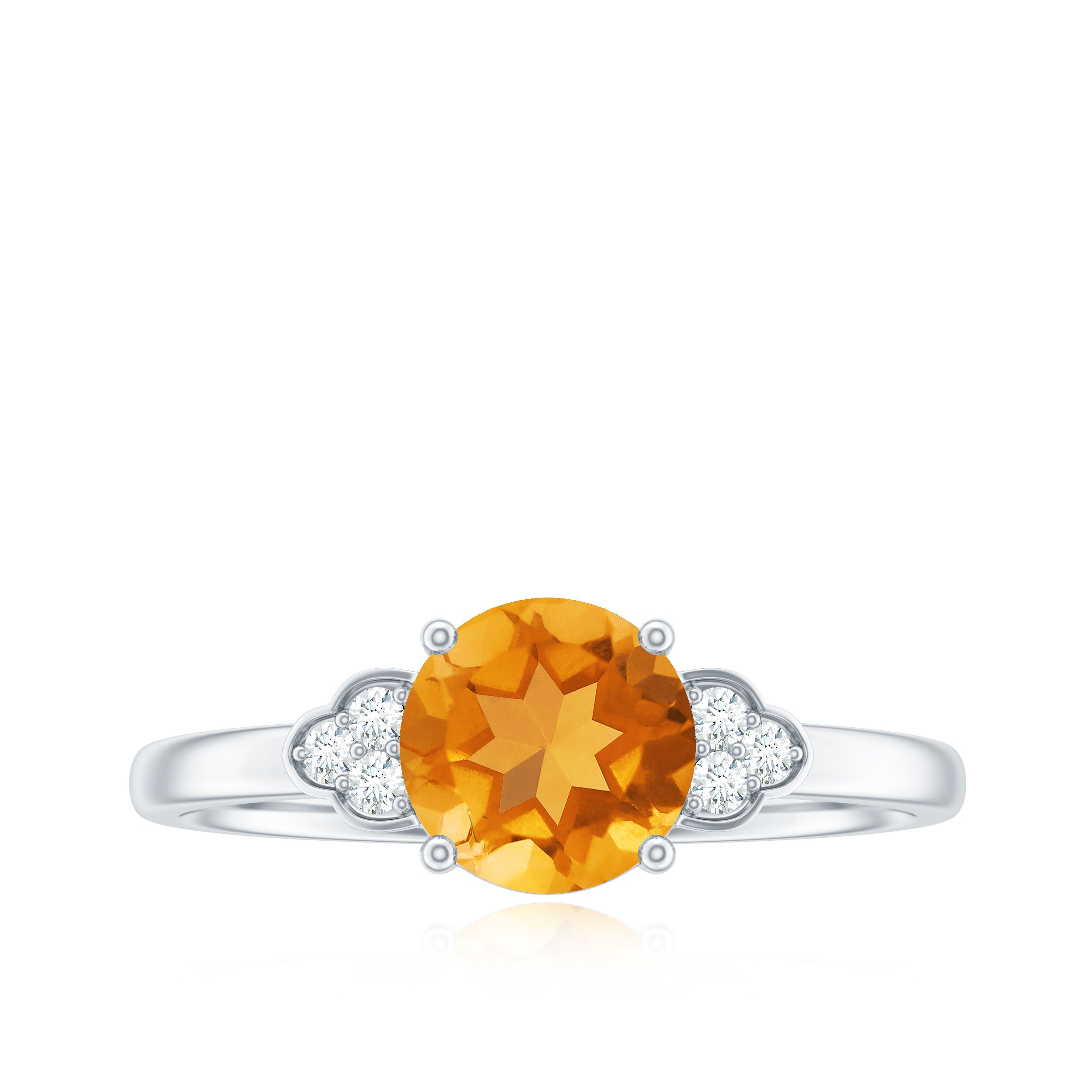 1.25 CT Citrine Engagement Ring with Diamond Trio Citrine - ( AAA ) - Quality - Rosec Jewels