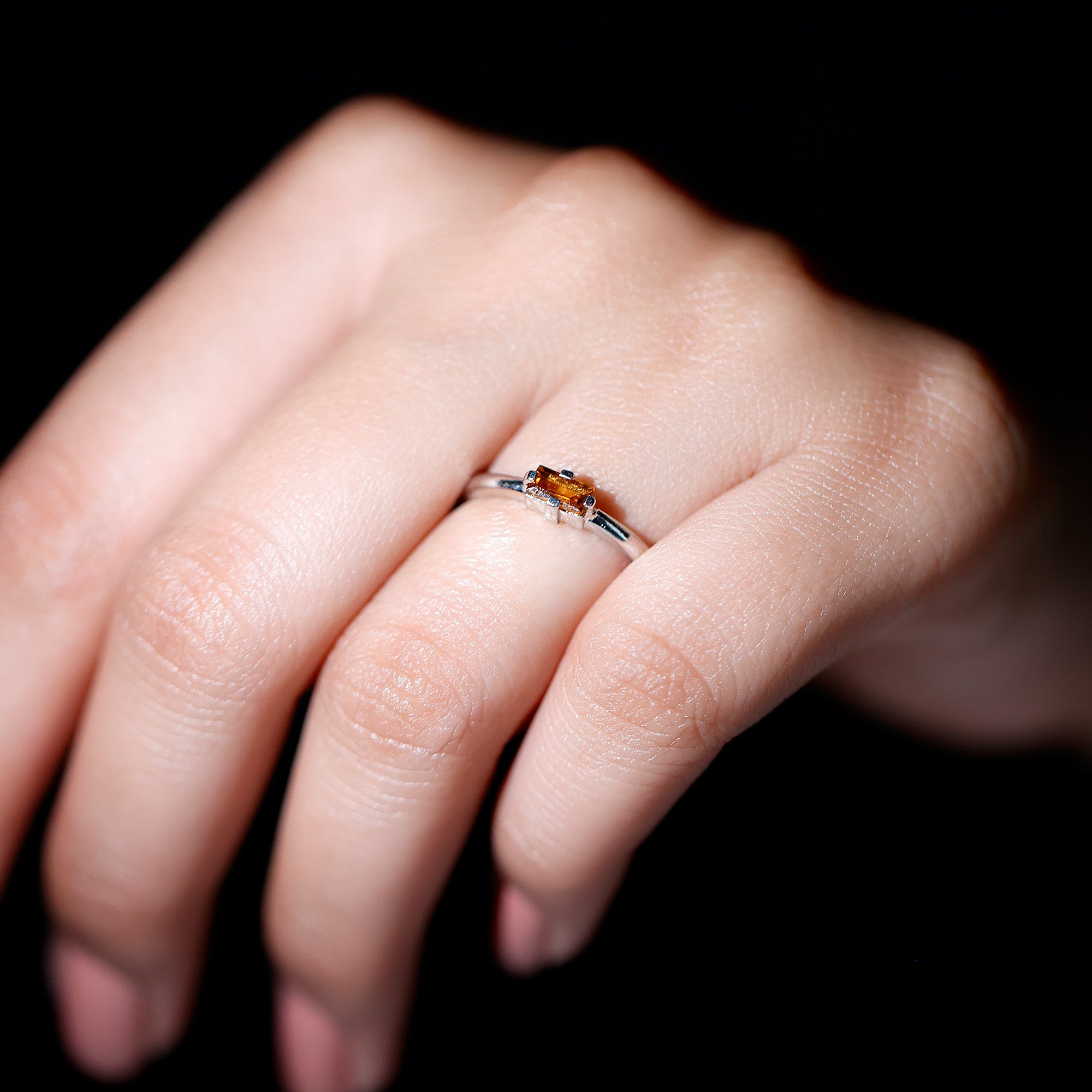 Baguette Shape Citrine November Birthstone Promise Ring Citrine - ( AAA ) - Quality - Rosec Jewels