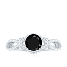 Created Black Diamond Crossover Engagement Ring with Diamond Lab Created Black Diamond - ( AAAA ) - Quality - Rosec Jewels