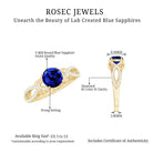 Lab Grown Blue Sapphire Crossover Engagement Ring with Diamond Lab Created Blue Sapphire - ( AAAA ) - Quality - Rosec Jewels