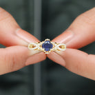 Lab Grown Blue Sapphire Crossover Engagement Ring with Diamond Lab Created Blue Sapphire - ( AAAA ) - Quality - Rosec Jewels