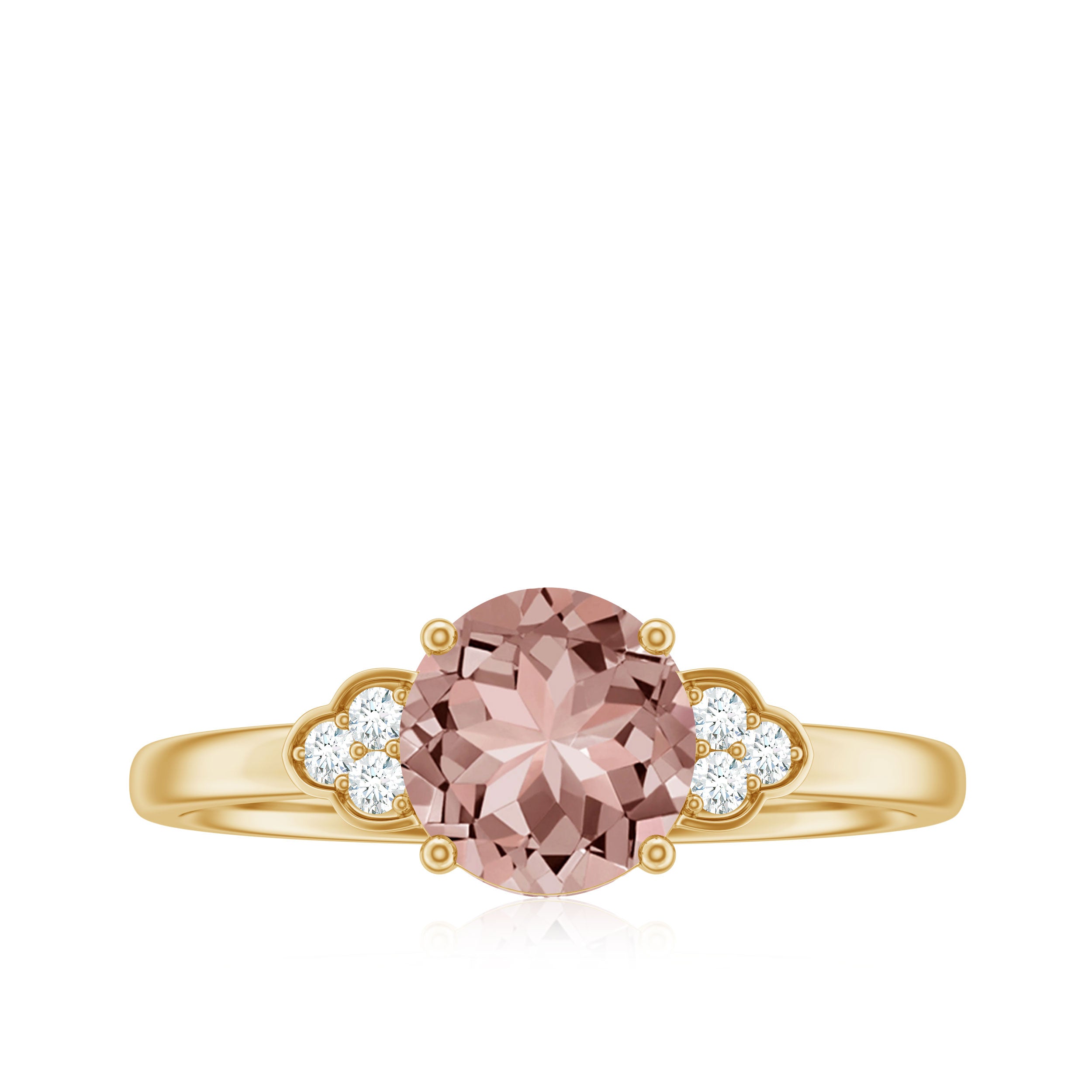 1.25 CT Round Morganite Solitaire Engagement Ring with Diamond Morganite - ( AAA ) - Quality - Rosec Jewels