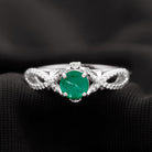 Emerald Crossover Engagement Ring with Diamond Emerald - ( AAA ) - Quality - Rosec Jewels
