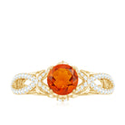 1 CT Fire Opal Crossover Engagement Ring with Diamond Fire Opal - ( AAA ) - Quality - Rosec Jewels