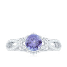 Designer Tanzanite and Diamond Crossover Engagement Ring Tanzanite - ( AAA ) - Quality - Rosec Jewels